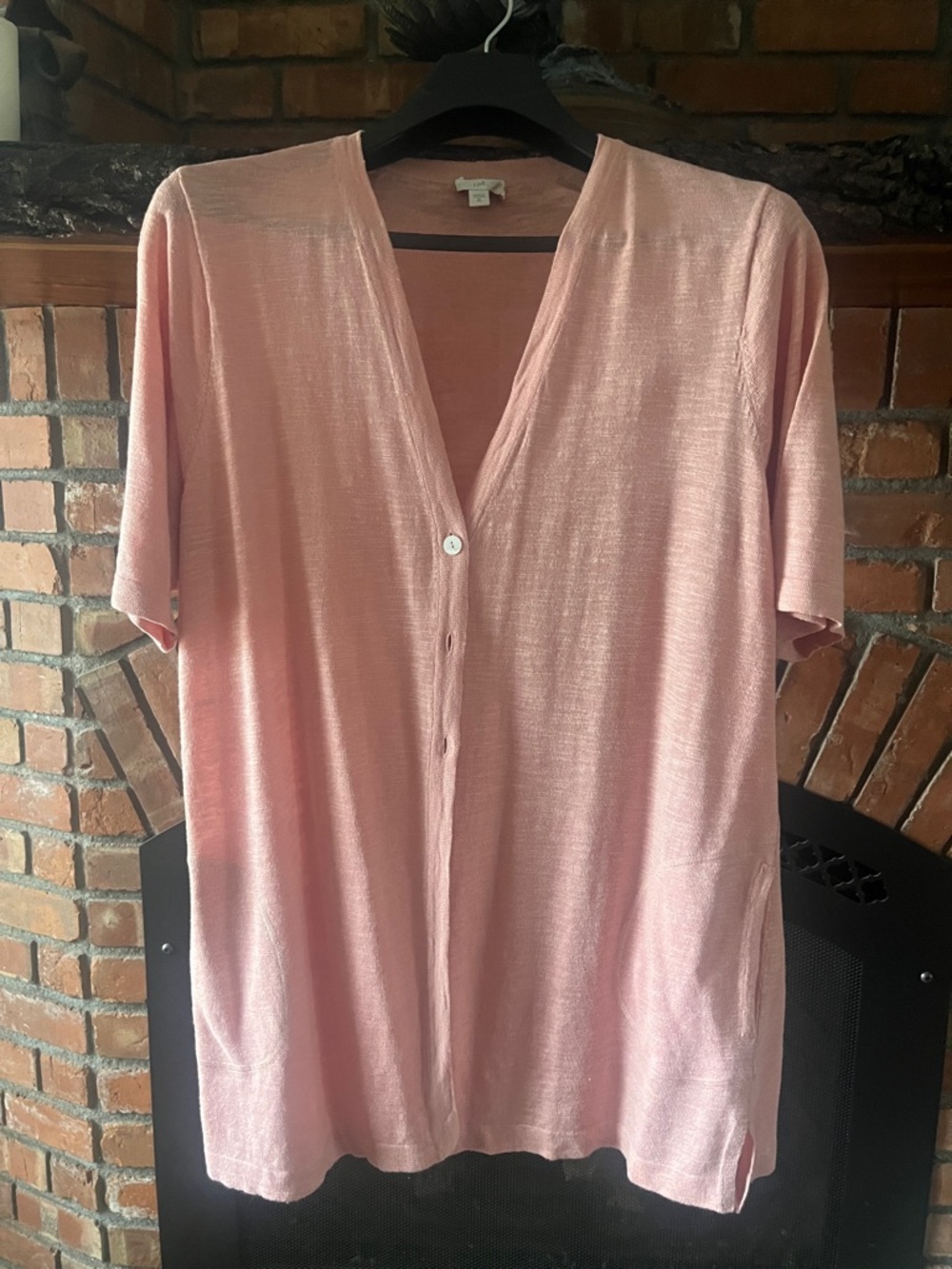 J. Jill XL Tall Pink Lightweight Linen Knit V-Neck Cardigan